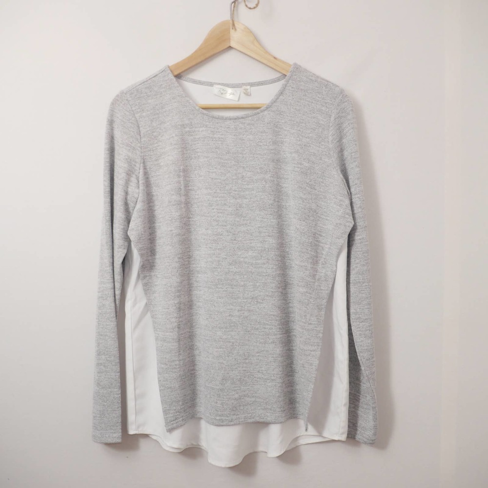 RD Style Layered Knit Gray Long Sleeve Size S